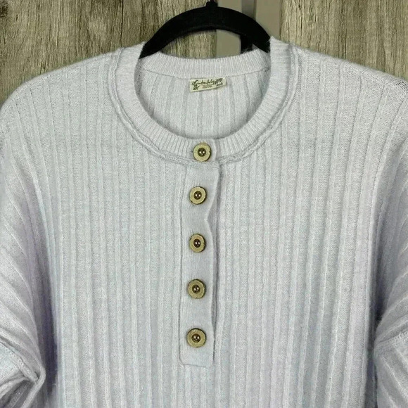 Free People Sweater XS Henley Lavender Oversized Ribbed Around The Clock - Picture 3 of 8